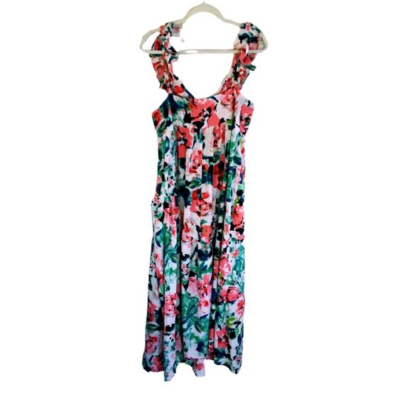 H&M Sundress Women L Summer Picnic Frill Flounce Ruffle Floral Flowy Maxi - Picture 3 of 7